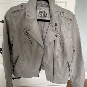 Levi’s light grey leather jacket